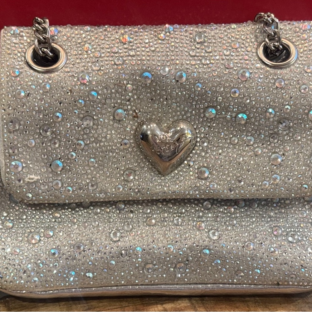 Silver Heart-Embellished Women's Bag
